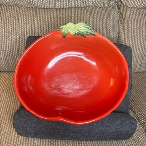 Vintage Pottery Barn Garden Pasta Red Tomato-Shaped Pasta/ Serving Bowl